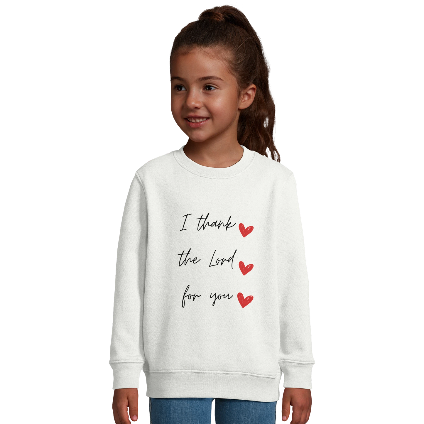 Kids Eco-Friendly Sweatshirt – 'I Thank the Lord for You' Cute Jumper - MountZionGifts