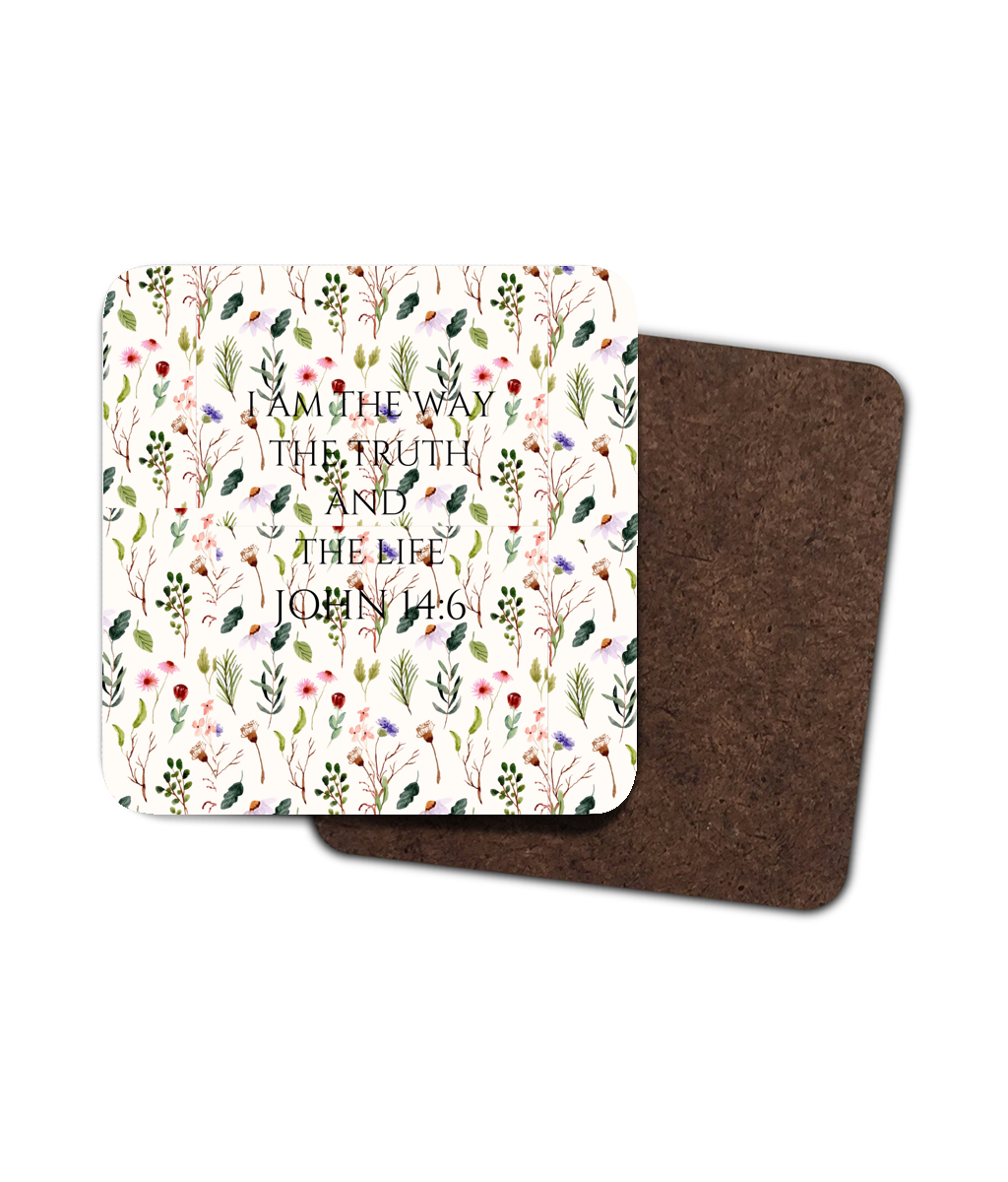 Floral Design JOHN 14: 6 Coasters - MountZionGifts