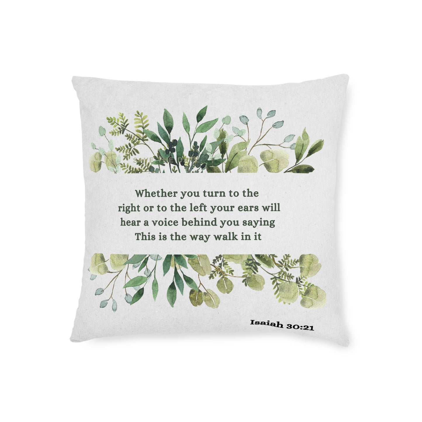 Cream and Green Isaiah 30:21  Cushion