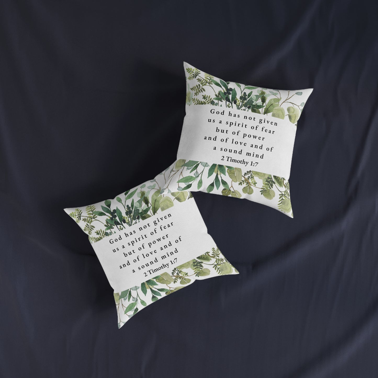 Green and Cream 2 Timothy 1:7 Cushion