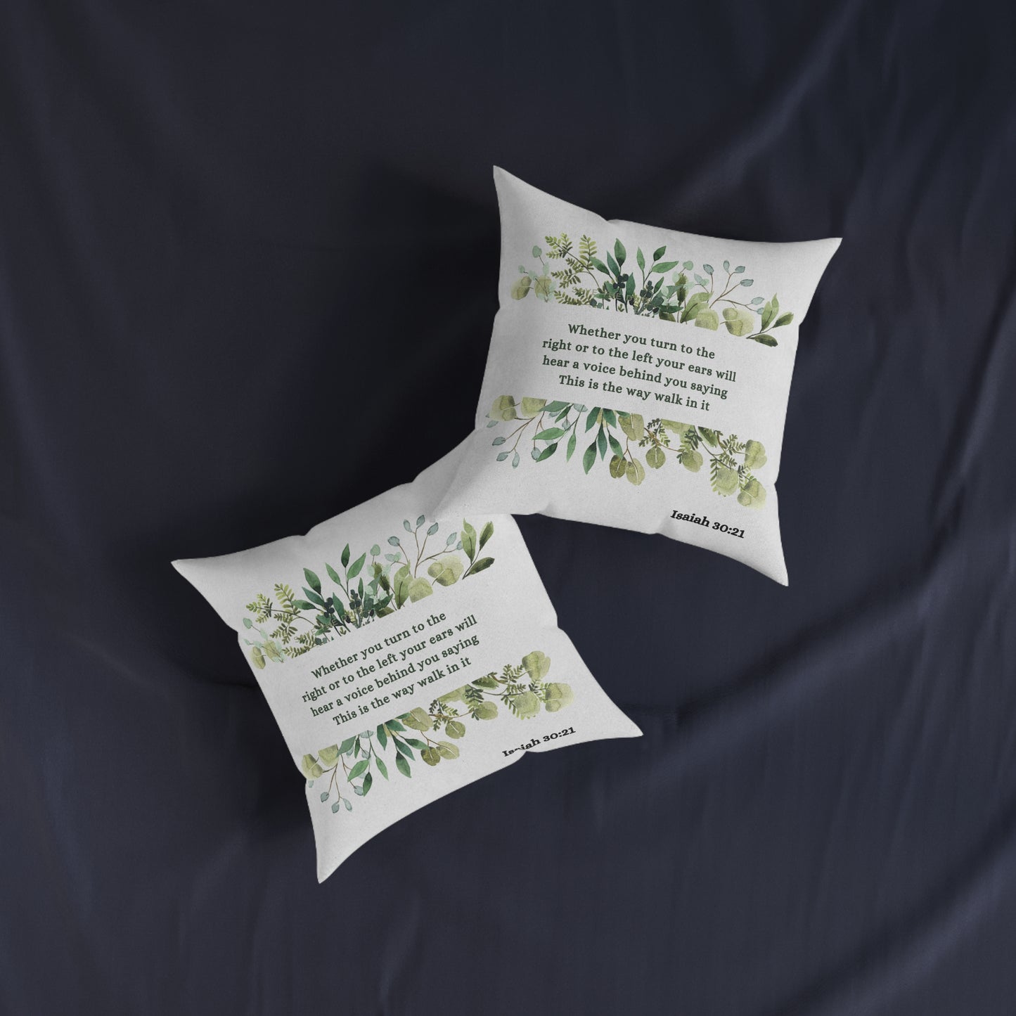 Cream and Green Isaiah 30:21  Cushion