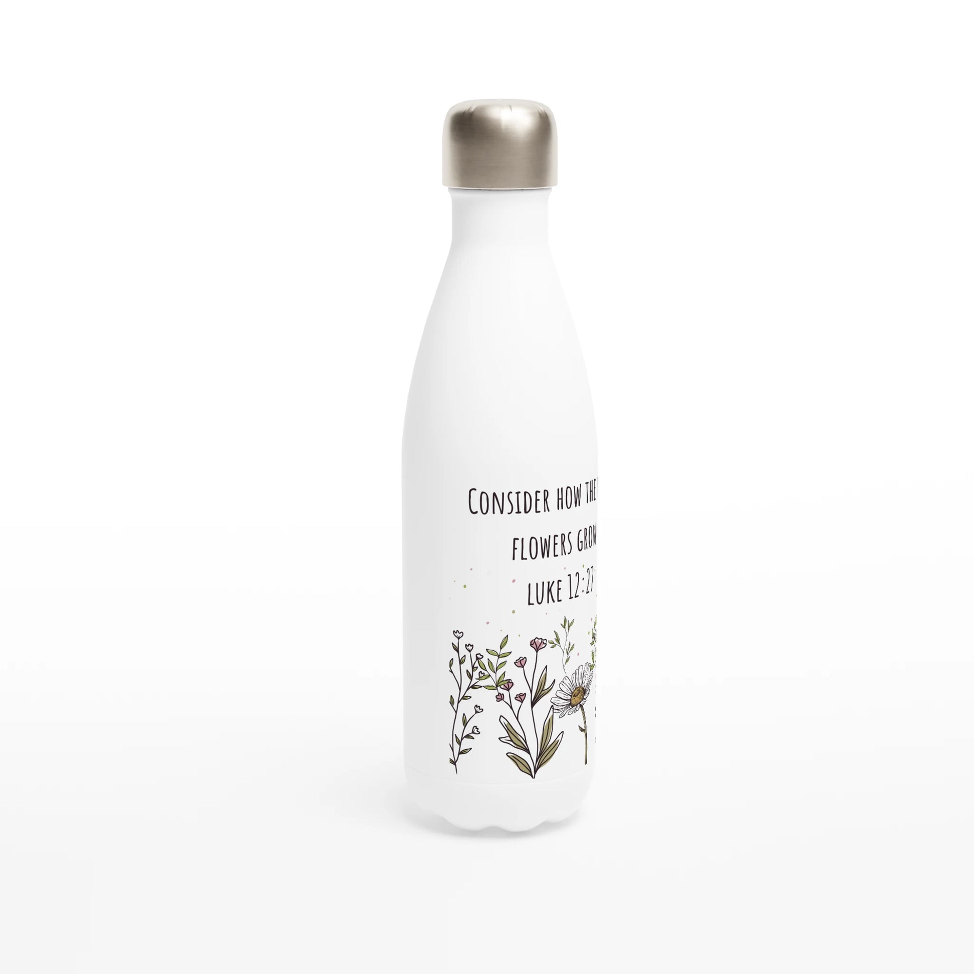 Luke 12:27 Wildflowers Water 17oz Stainless Steel Bottle - MountZionGifts