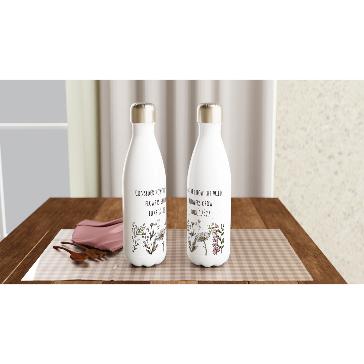 Luke 12:27 Wildflowers Water 17oz Stainless Steel Bottle - MountZionGifts