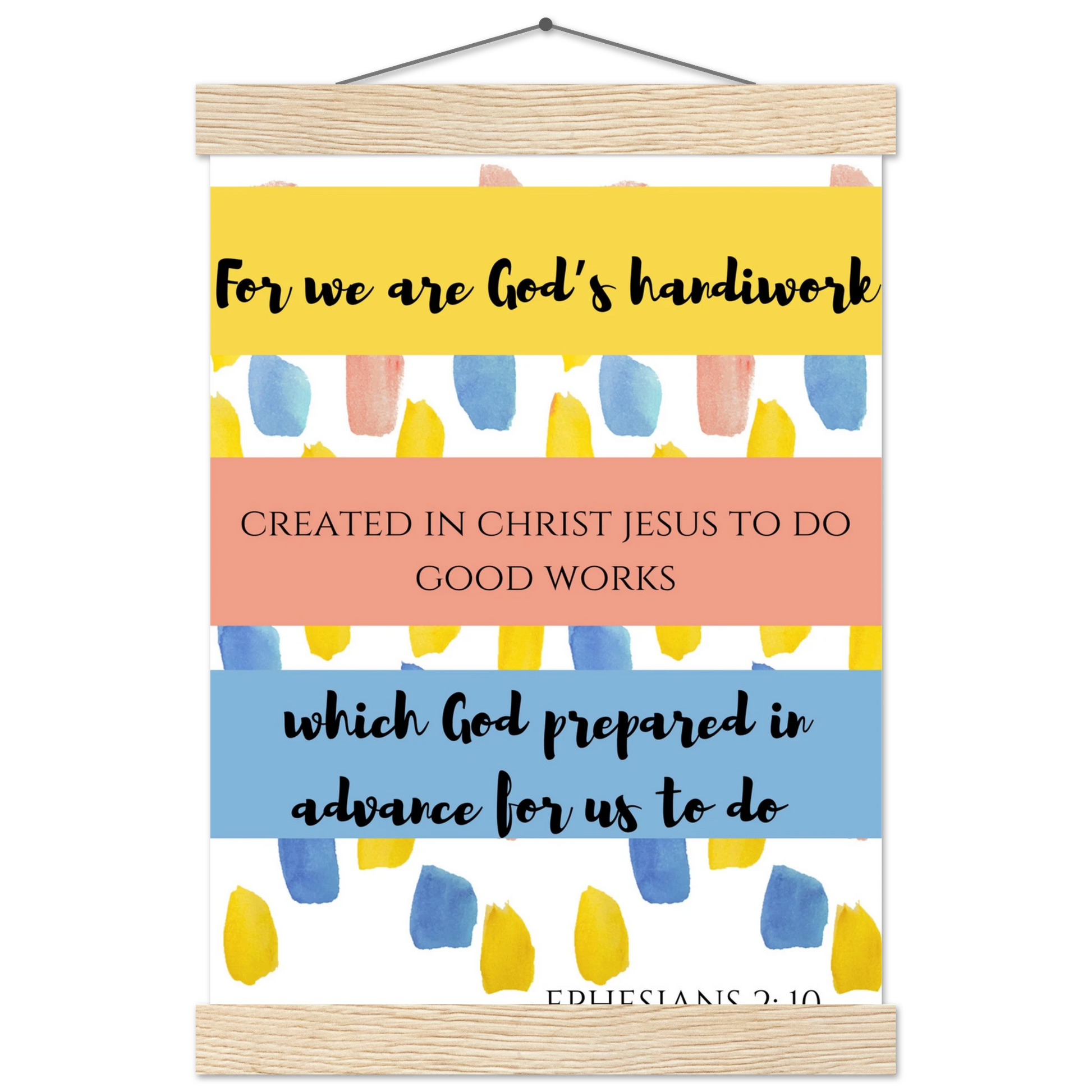 Ephesians 2:10 Bible Verse Pine hanger Wall Art Print - MountZionGifts