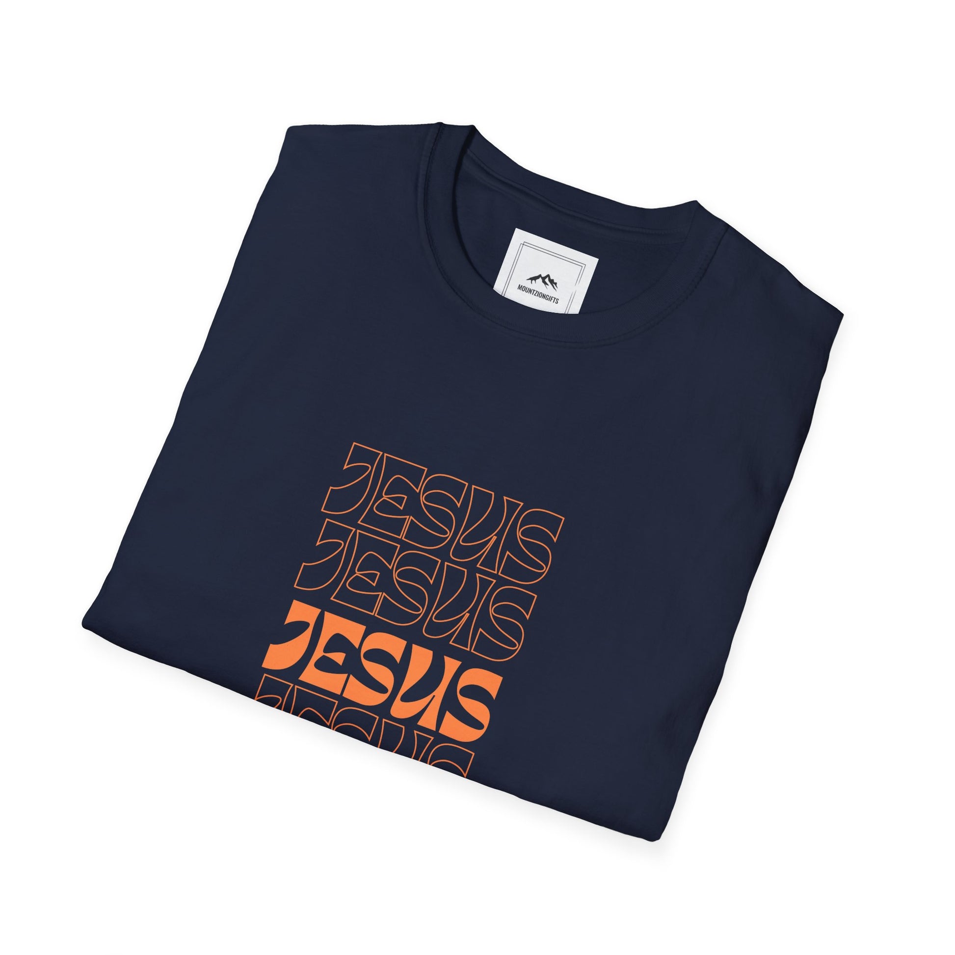 Navy Jesus Crew Neck Cotton T-Shirt - MountZionGifts