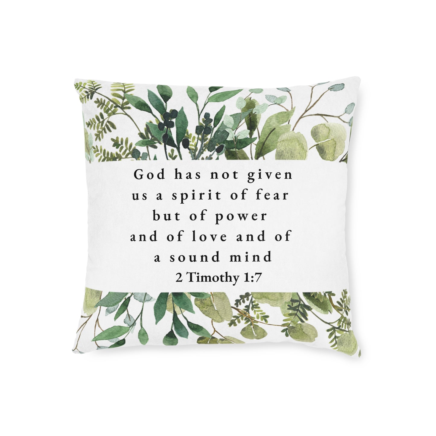 Green and Cream 2 Timothy 1:7 Cushion