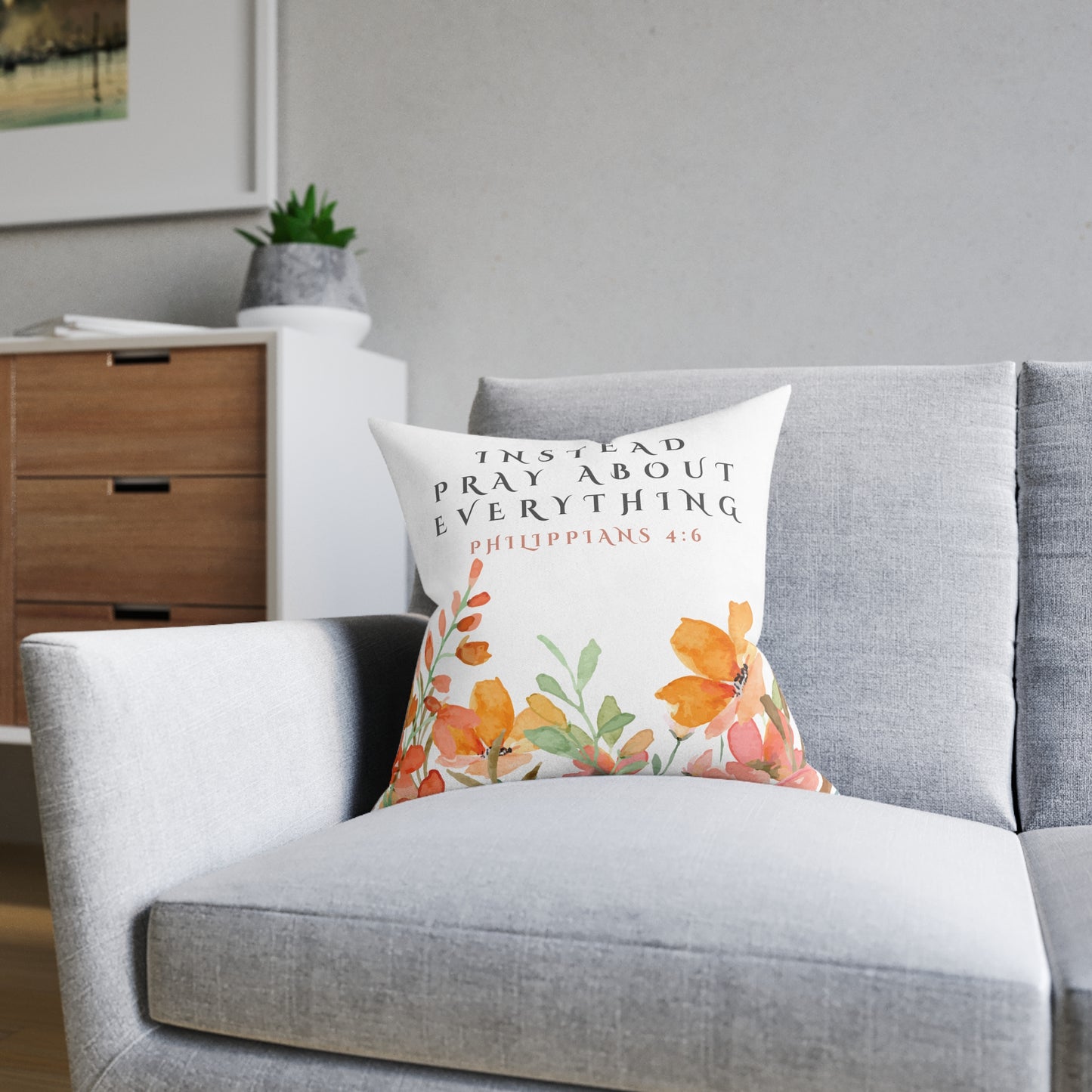 Beautiful Philippians 4:6 Instead Pray Cushion