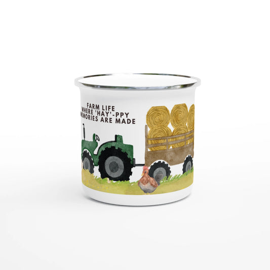 Farm Life Where Hay-ppy made 12oz Enamel mug - MountZionGifts