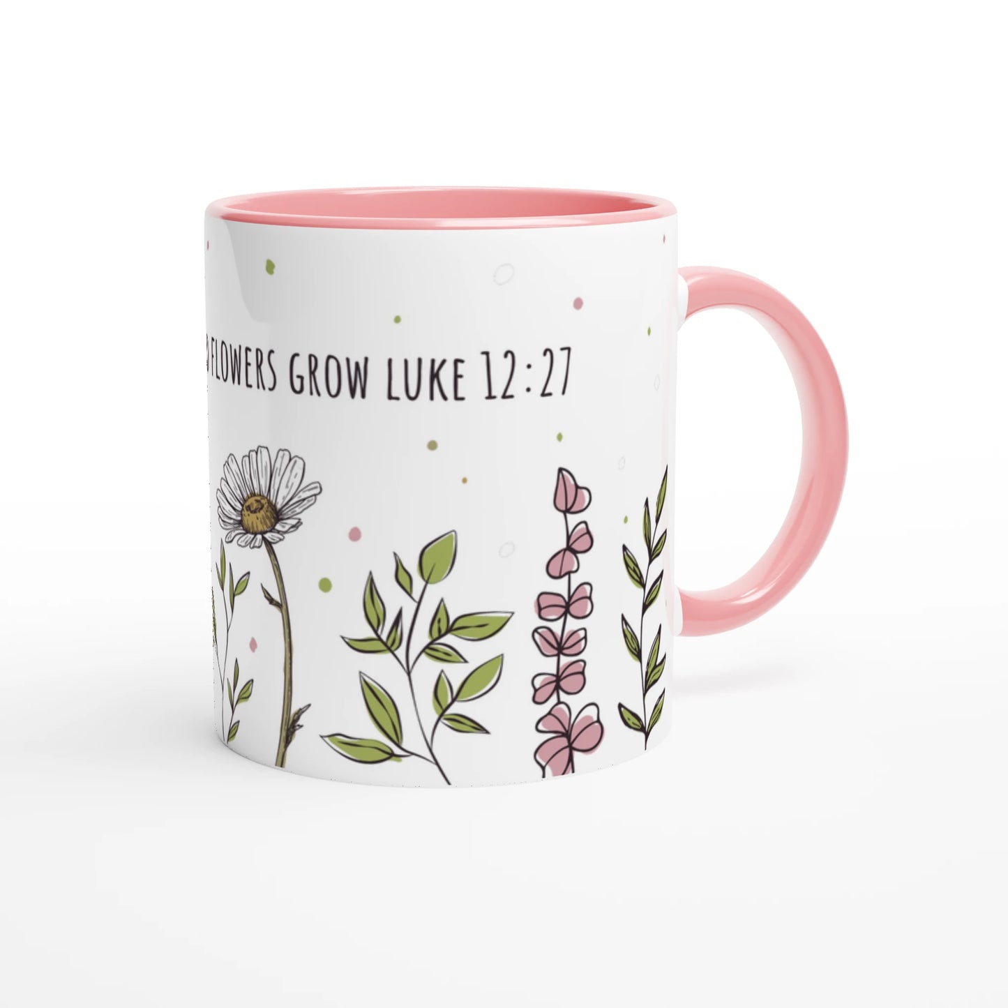 Luke 12:27 Conisider How the Wild Flowers Botanical 11oz Ceramic Mug - MountZionGifts