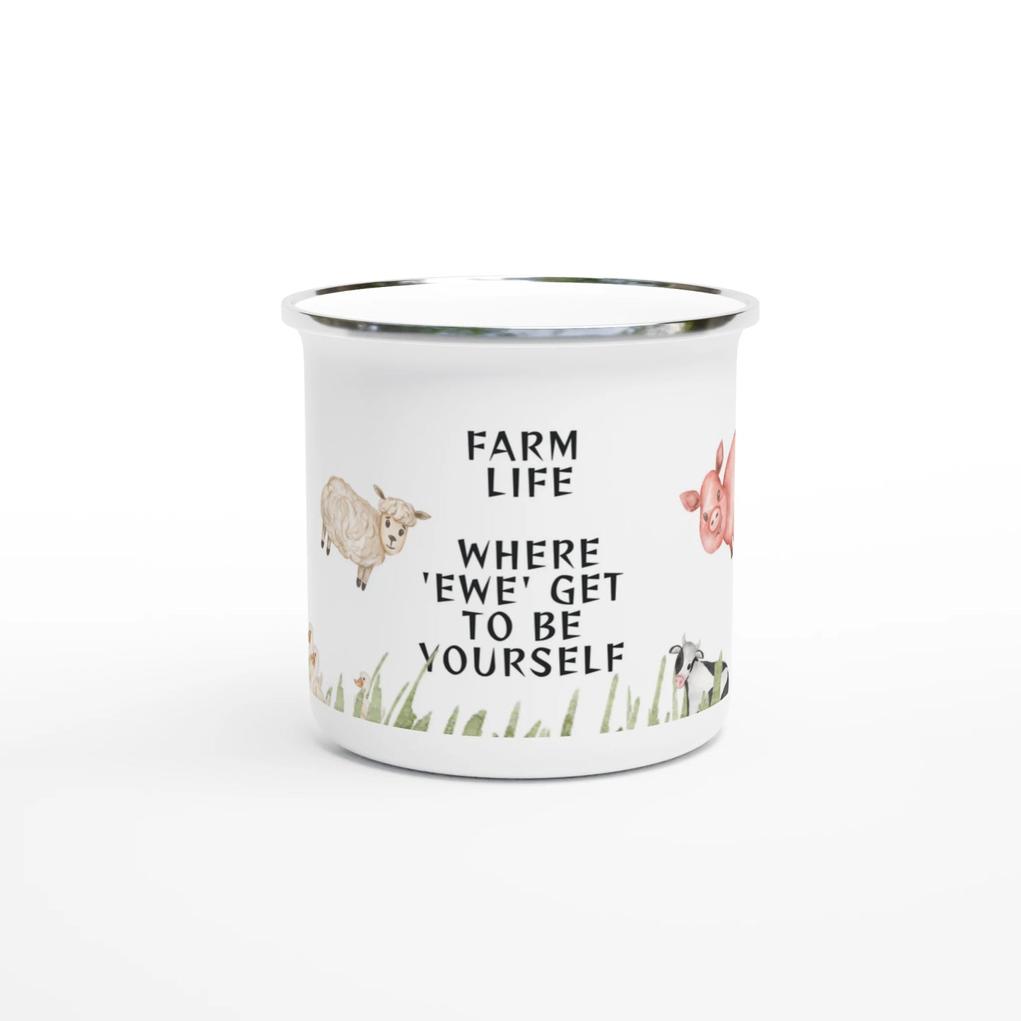 Farm life where ewe get to be yourself 12oz Enamel mug - MountZionGifts
