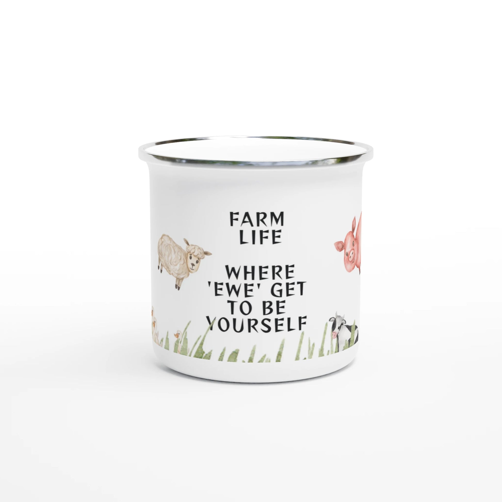 Farm life where ewe get to be yourself 12oz Enamel mug - MountZionGifts