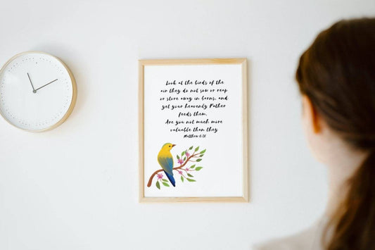 Matthew 6:26 | Bible Verse Print | Nursery | Baptism Gift | Christian Home Decor | Scripture Printable | Wall Art | INSTANT DOWNLOAD - MountZionGifts