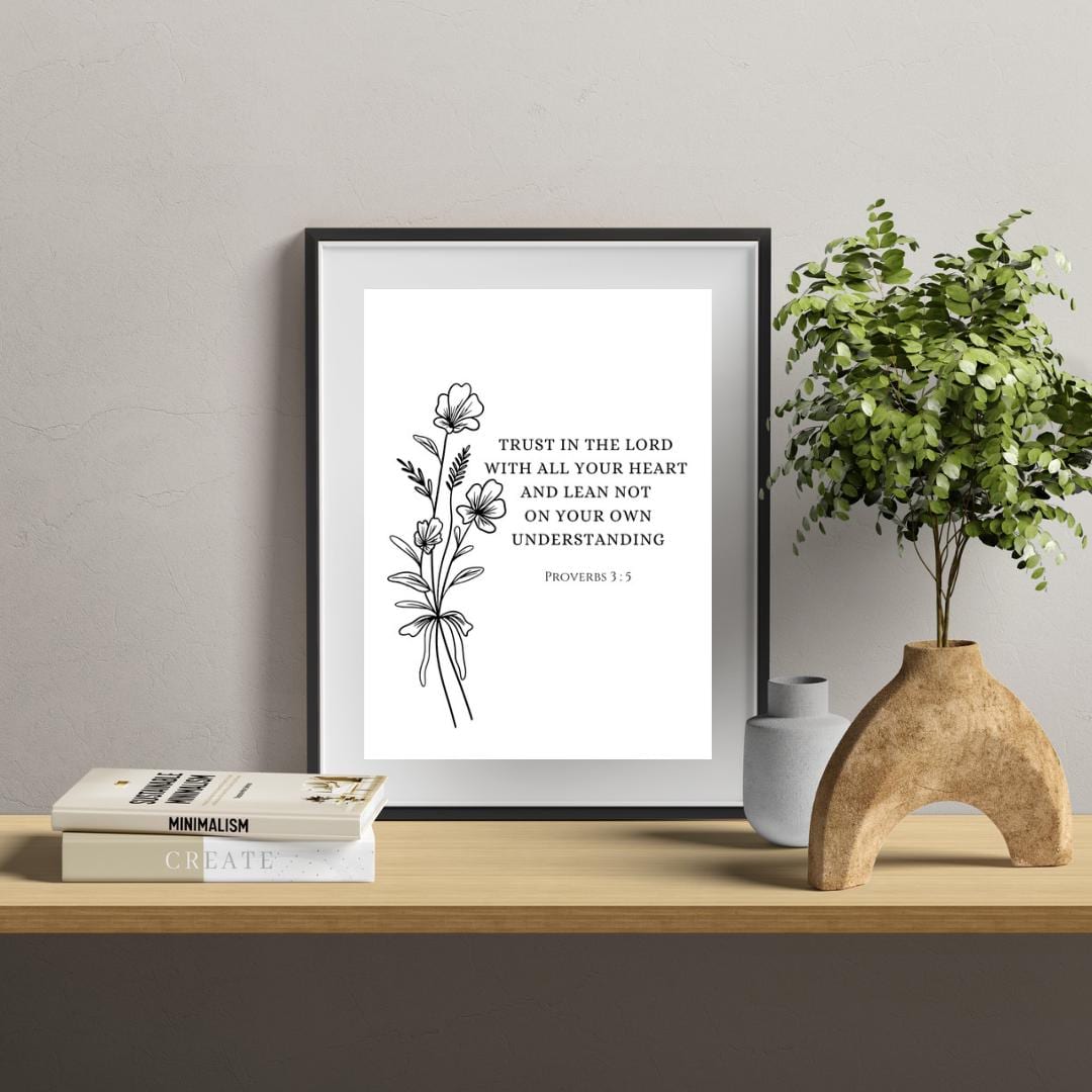 Proverbs 3:5 Trust Bible Verse Print | Nursery | Baptism Gift | Christian Home Decor | Scripture Printable | Wall Art | INSTANT DOWNLOAD - MountZionGifts