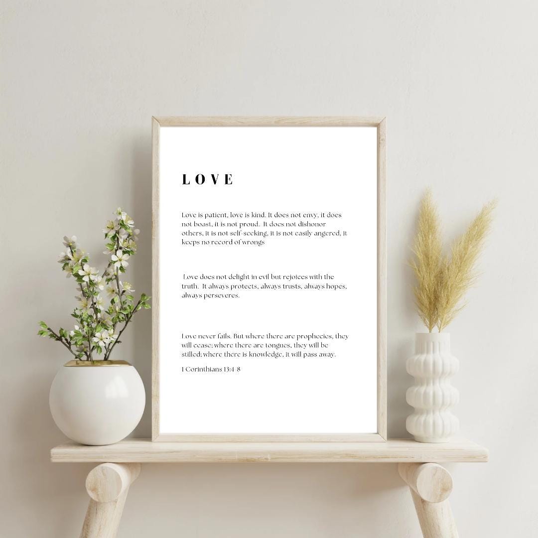 1 Corinthians 13 | Simple Bible Verse Print | Baptism Gift | Christian Home Decor | Scripture Printable | Wall Art | INSTANT DOWNLOAD - MountZionGifts