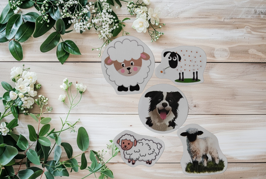 Adorable Sheep & Collie Sticker Set - 50 Fun Design
