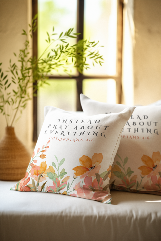 Beautiful Philippians 4:6 Instead Pray Cushion