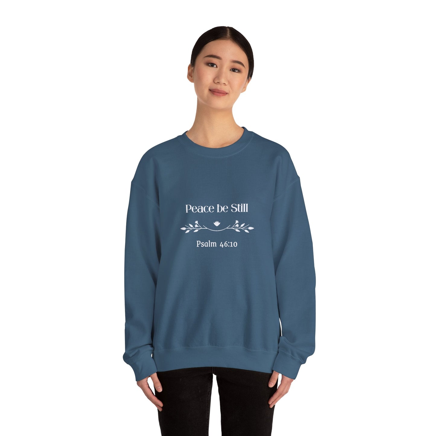 Teal Peace Be Still Crewneck Sweatshirt - MountZionGifts