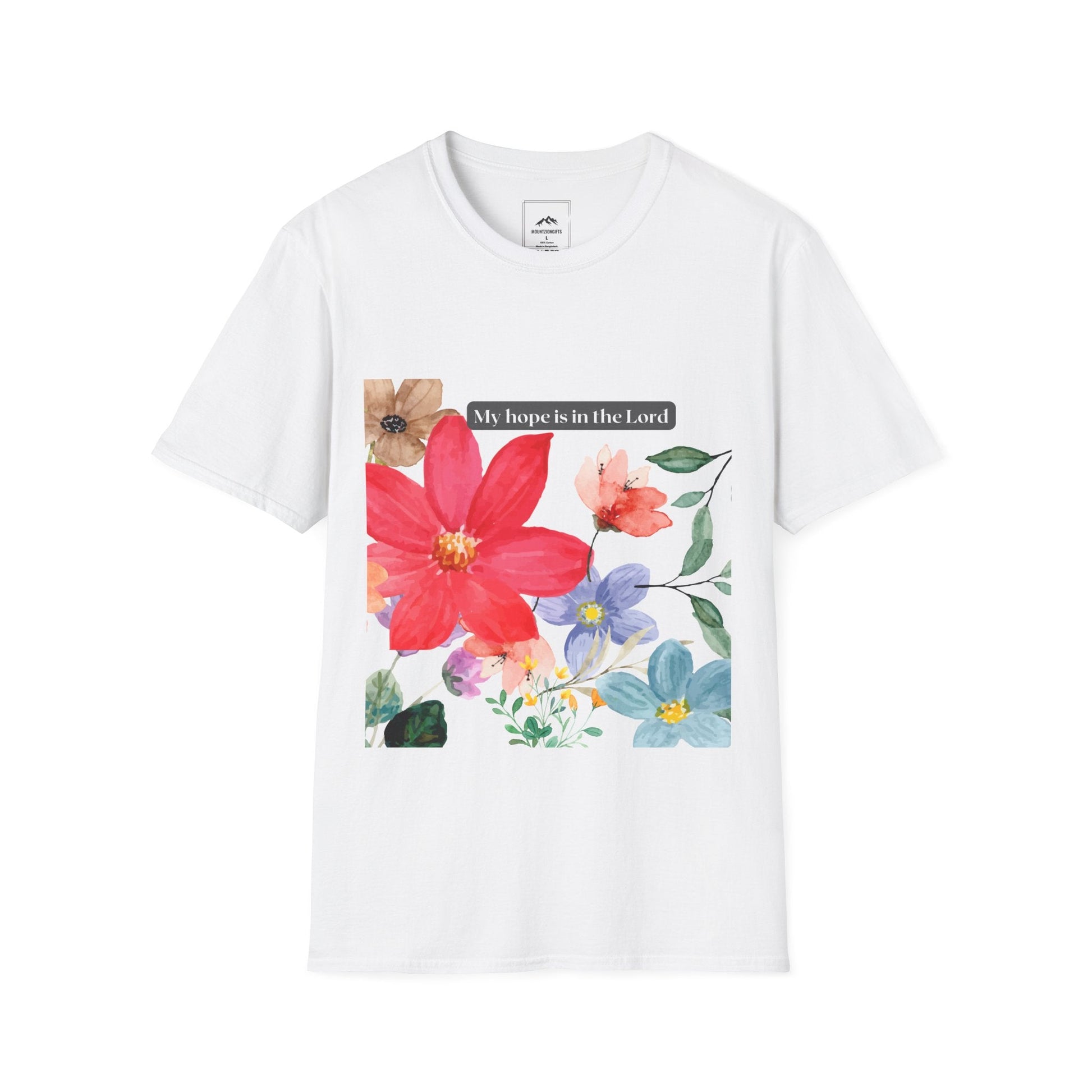 White Floral My Hope Is In The Lord T-Shirt - MountZionGifts