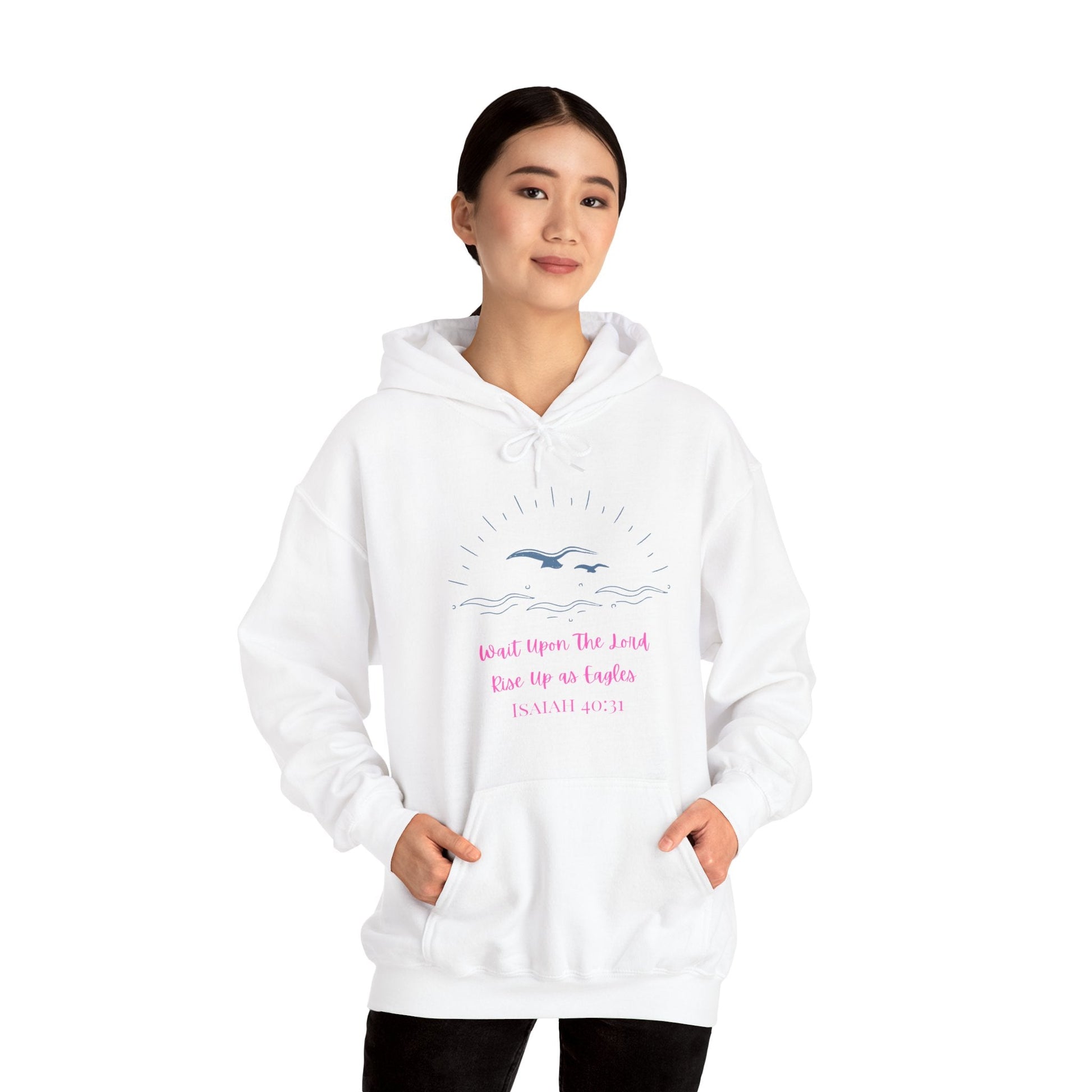 White Isaiah 40:31 Heavy Blend Hoodie - MountZionGifts